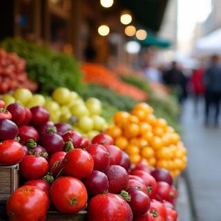 Frisches, saisonales Obst und Gemüse auf einem Wiener Bauernmarkt